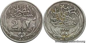 R4700 Egypt 2 Piastres Hussein Kamil AH 1336 1917 Silver -> Make offer
