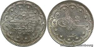 R4702 Ottoman Empire Turkey 5 Kurush Muhammad V AH 1327 1915 Reshat Silver UNC