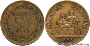 R4720 France 50 Centimes Chambre de Commerce 1928 SUP AU -> Make offer