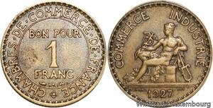 R4724 France 1 Franc Chambre de Commerce 1927 -> Make offer