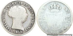 R4751 Spain 2 Reales Isabel II 1853 Madrid 6 pointed star Silver -> Make offer