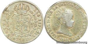 R4753 Spain 1 Real Isabel II 1848 M CL Madrid Silver Gold plated -> Make offer