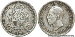 R4754 Spain 50 Centimos Alfonso XIII 1926 PC-S Silver -> Make offer