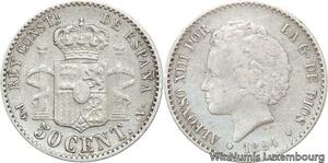 R4757 Spain 50 Centimos Alfonso XIII 1894 (94) PG V Madrid Silver -> Make offer