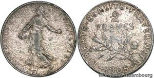 R4844 France Faux époque 2 Francs Semeuse 1905 Plomb -> Make offer