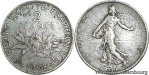 R4845 France Faux époque 2 Francs Semeuse 1908 Plomb -> Make offer