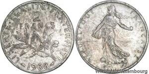 R4846 France Faux époque 2 Francs Semeuse 1908 Plomb -> Make offer