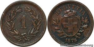 R4856 Rare Switzerland 1 Rappen Helvetia 1875 B Berne -> Make offer