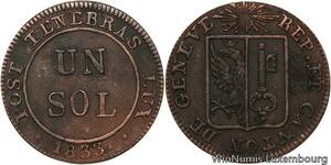 R4880 Switzerland Swiss Cantons Geneva 1 Sol 1833 -> Make offer