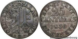 R4889 Switzerland Swiss Cantons Geneva 25 Centimes 1839 -> Make offer