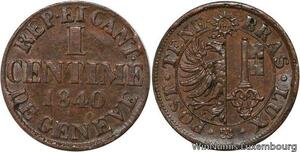 R4901 Switzerland Swiss Cantons Geneva 1 Centime 1840 AU -> Make offer