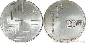 R4921 Switzerland 20 Francs Confederatio Helvetica 1291 1991 UNC -> Make offer