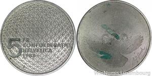 R4922 Switzerland 5 Francs Musée Olympique Lausanne 1988 Silver AU