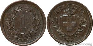 R4937 Switzerland 1 Rappen Helvetia 1891 B Berne Thick Cross UNC -> Make offer