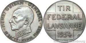 R4967 Medal Switzerland Tir Fédéral Lausanne Henri Guisan 1954 Silver AU ->Offer