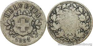 R4980 Rare Switzerland 10 Rappen Helvetia 1851 BB Strasbourg -> Make offer