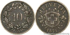 R4982 Switzerland 10 Rappen Helvetia 1871 BB Strasbourg -> Make offer