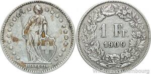 R5015 Switzerland 1 Franc Helvetia 1909 B Berne Argent Silver -> Make offer