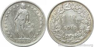 R5026 Switzerland 1 Franc Helvetia 1910 B Berne Argent Silver -> Make offer