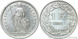 R5028 Switzerland 1 Franc Helvetia 1911 B Berne Argent Silver -> Make offer