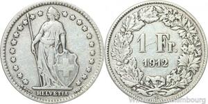 R5035 Switzerland 1 Franc Helvetia 1912 B Berne Argent Silver -> Make offer