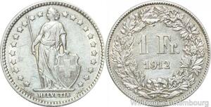 R5036 Switzerland 1 Franc Helvetia 1912 B Berne Argent Silver -> Make offer