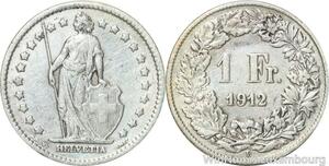 R5037 Switzerland 1 Franc Helvetia 1912 B Berne Argent Silver -> Make offer