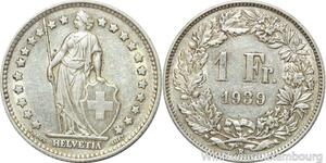 R5059 Switzerland 1 Franc Helvetia 1939 B Berne Argent Silver -> Make offer