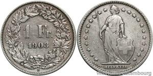 R5093 Switzerland 1 Franc Helvetia 1903 B Berne Silver -> Make offer