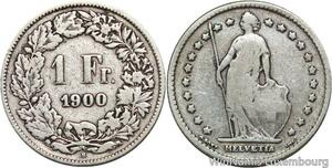R5098 Switzerland 1 Franc Helvetia 1900 B Berne Silver -> Make offer