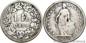 R5102 Switzerland 1 Franc Helvetia 1899 B Berne Silver -> Make offer