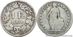 R5127 Switzerland 1 Franc Helvetia 1876 B Berne Silver -> Make offer