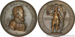 R5169 Rare Médaille Henri II Victoires Française St Empire Germanique 1552 SUP