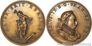 R5196 Rare Medal Charles IX Minerve Colonne Hercule 1572 Alexandre Olivier SUP