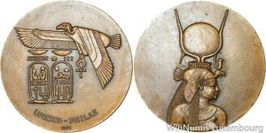 R5224 Medal Egypt Unesco Deesse Hierographes Philae 1975 SUP -> Make offer