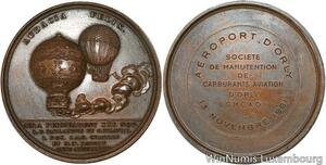 R5243 Médaille Vols Montgolfières Audacia Felix Aéroport Orly 1783 1961 SUP