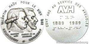 R5246 Médaille Valentin Haüy Maurice Sizeranne Services Aveugles 1889 1989