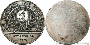 R5261 Médaille Le Réveil de Nogent 3ème 4x 200 NL 1975 Natation Silvered