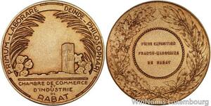 R5270 Rare Medal Maroc Colonie Foire Franco Marocaine Rabat Chambre Commerce SUP