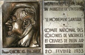 R5296 Plaque Docteur Georges Dequidt Mouvement Sanitaire 1933 Silvered SUP