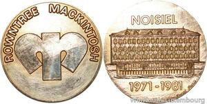 R5313 Médaille Fondateur Rowntree Isaac Mackintosh Kit Kat Noisiel 1971 1981 SUP