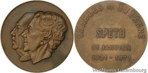 R5323 Médaille Belgique Charles & Suzanne Speth 31 Janvier 1921 1971 Kreitz SUP