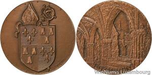 R5329 Médaille Abbaye Royaumont Blason Monastère Cistercien Asnières 1979 SUP