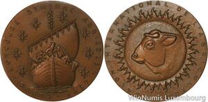 R5338 Médaille Salon International Agricole Paris 1967 Baron Horse Coq Pig