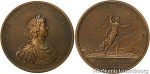 R5344 Rare Médaille Louis XIV Victoire Turenne Bataille Dunes 1658 Dunkerque SUP