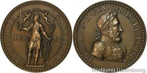 R5353 Rare Medal Henri II Victoires Françaises Saint Empire Germanique 1552 SUP
