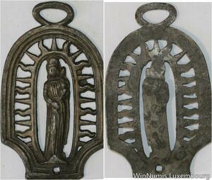 R5361 Rare Plaque Chrétienne Vierge Marie Entrée au Paradis Porte Enfer SUP