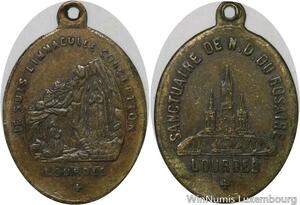 R5436 Médaille Sanctuaire Notre Dame du Rosaire Immaculée Conception Lourdes