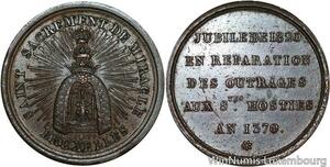 R5450 Rare Medal Belgique St Sacrement Miracle Jubilée 1820 Ste Hosties 1370 SUP