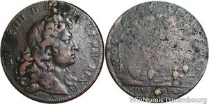 R5470 Rare Jeton France Louis XIV Chambre Deniers Unique Portrait Relief 1715